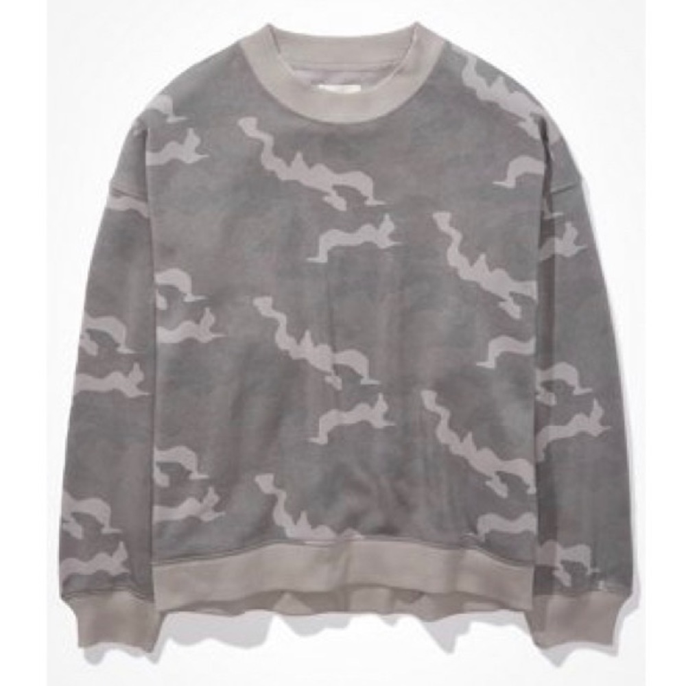 AMERICAN EAGLE greyish/greenish Camo sweater
